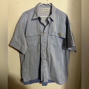 COLUMBIA Classic Performance Fishing Gear PFG Button Down Shirt Blue Men's Sz XL